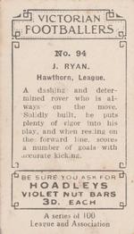 1933 Hoadley's Victorian Footballers #94 Jack Ryan Back